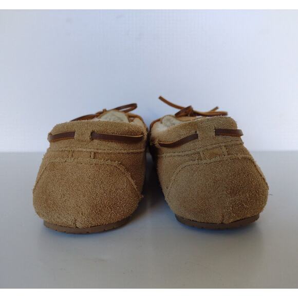 Minnetonka Womens Moccasin Tan Suede Fur Lined Mocs Casual Shoe or Slippers Sz 8 - Picture 4 of 5